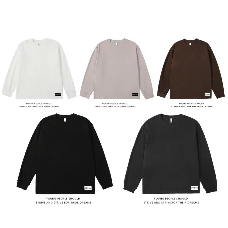 CD02白色长袖宽松圆领内搭休闲秋季男上衣