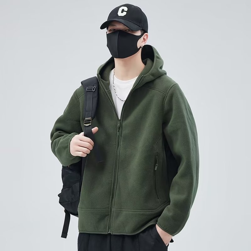 出口订单 冬季680克双面摇粒绒情侣款加厚保暖连帽外套498