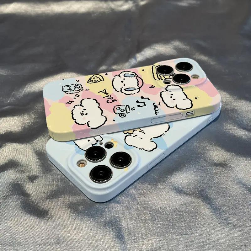线条小狗苹果14promax手机壳菲林全包iPhone13/12防摔简约壳78p/x