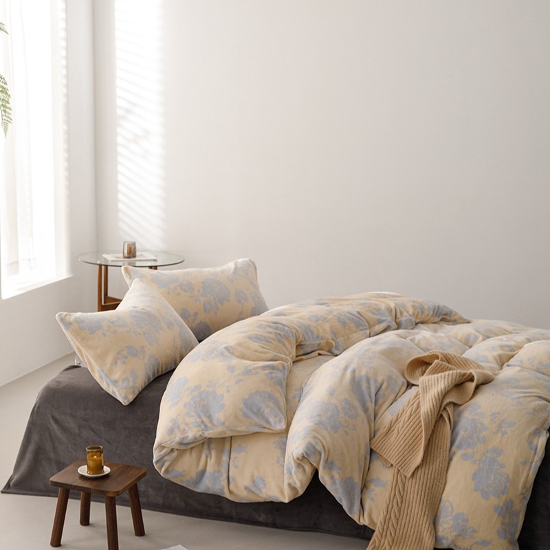 V/雅鹿A类牛奶绒四件套 加厚珊瑚绒被套双面绒冬季加绒床上用品