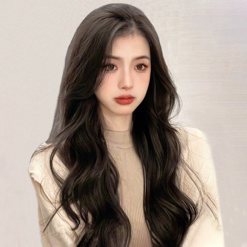蕾丝假发女长发真发全真人发中分自然全头套式长卷发大波浪假发套