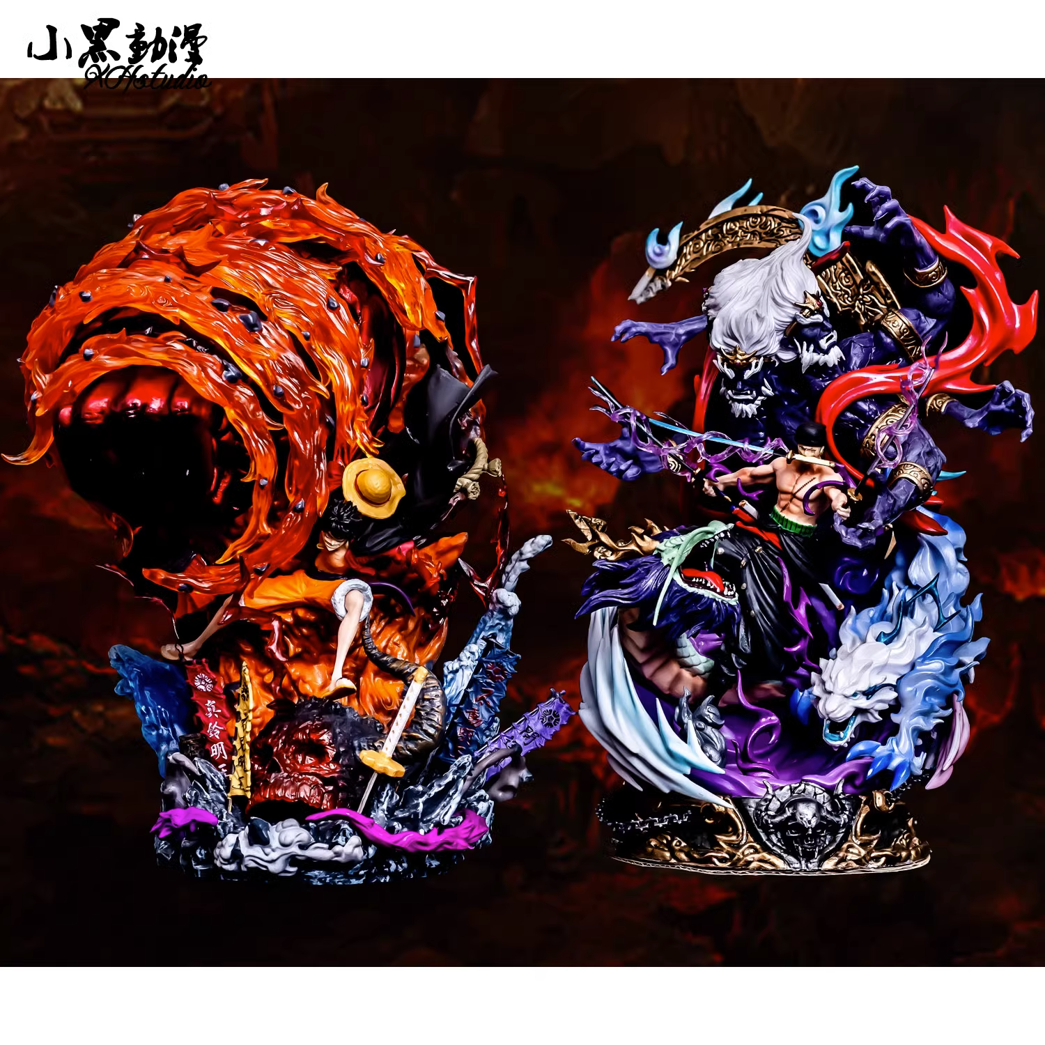 【小扬哥推荐】海贼王GK三挡草帽业火路飞索隆场景手办雕像