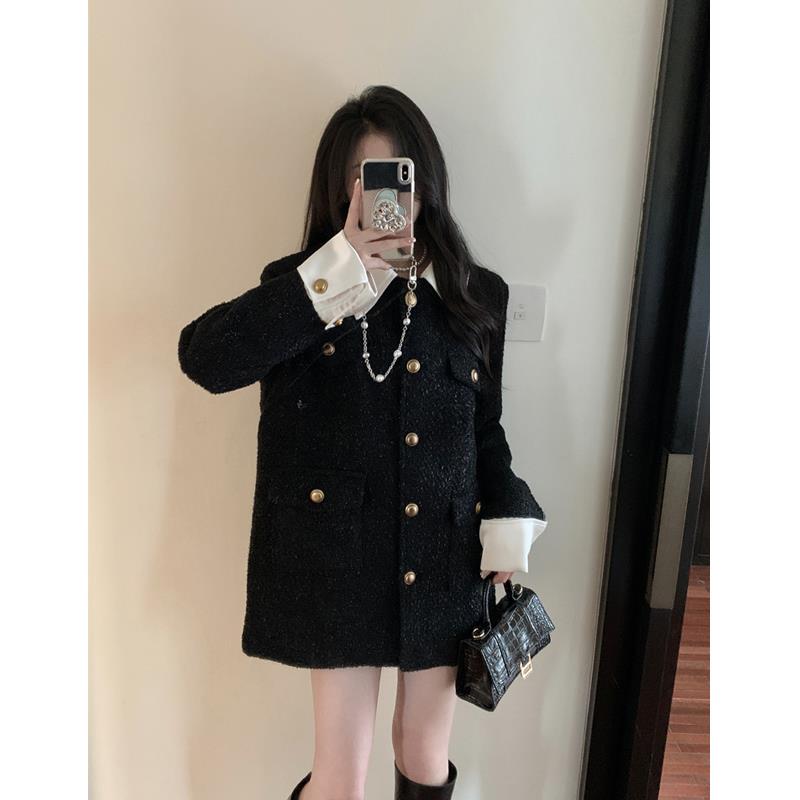 小香风秋冬穿搭法式名媛气质小香风毛呢外套女秋冬高级感千风夹棉