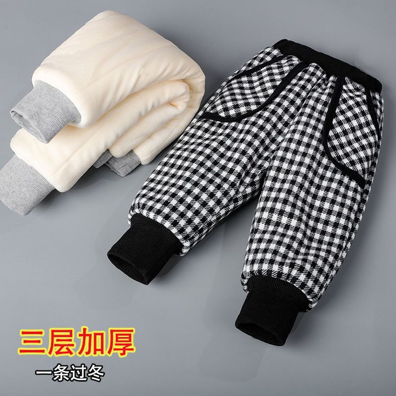 女童加绒加厚裤子冬季2023新款女宝宝外穿冬裤中小童儿童宽松