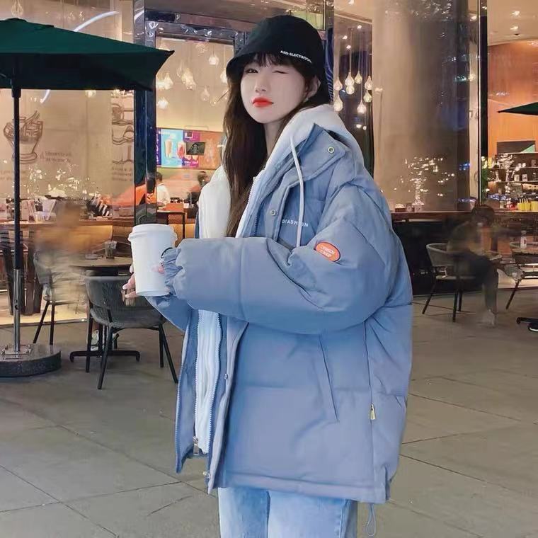 雅鹿羽绒羽绒服女2023冬季新款假两件学生加厚宽松棉衣面包服棉袄