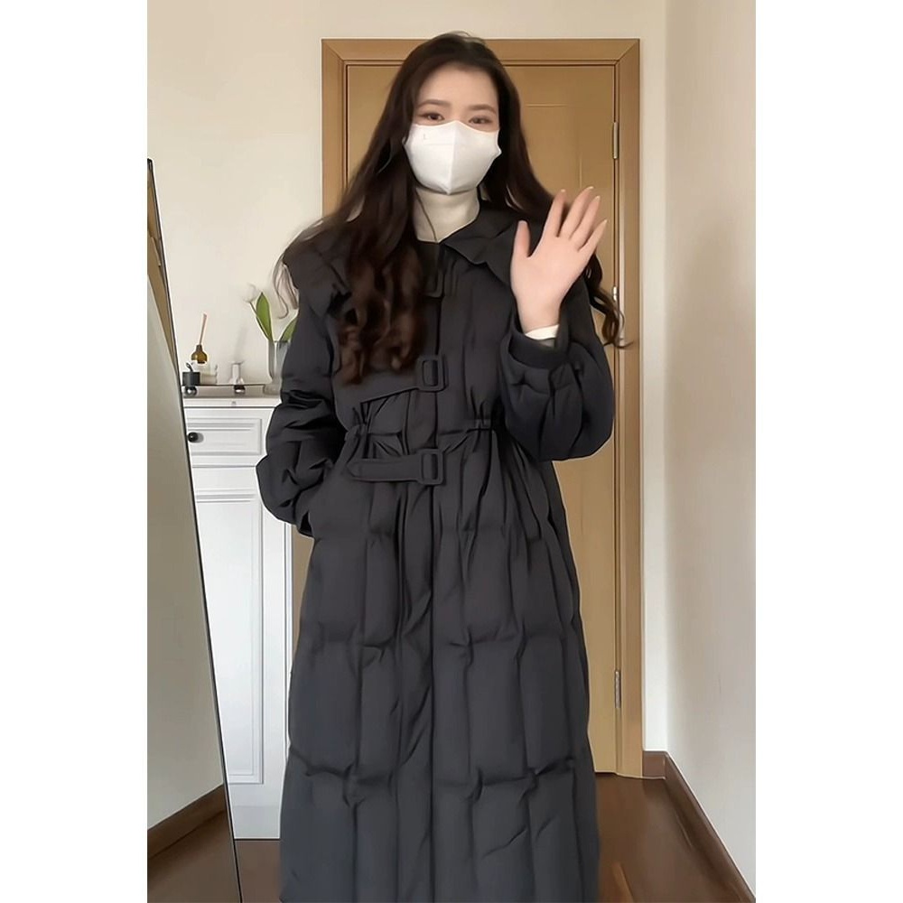 爆款羽绒服女2023年冬季新款韩版中长款海军领设计感洋气收腰小同