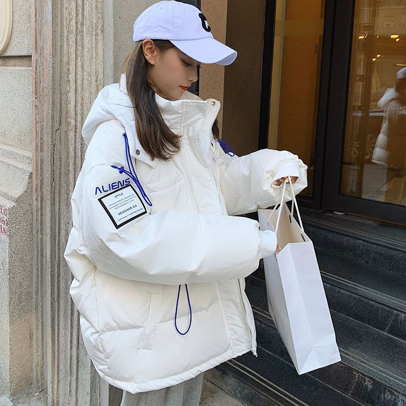 当季爆款白色羽绒服外套女2023冬装加厚保暖连帽港风洋气设计感面