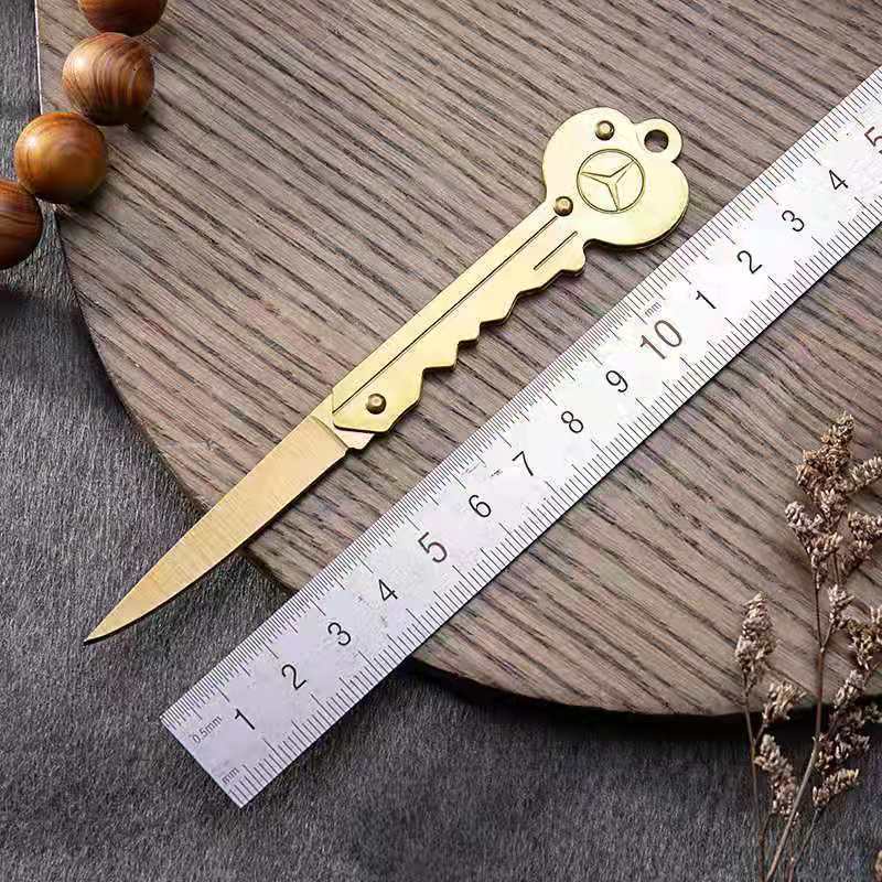 户外防身迷你小刀可挂钥匙折叠刀随身便携不锈钢袖珍钥匙扣水果-