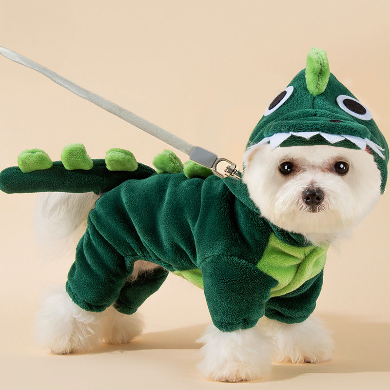 小恐龙可牵引小狗狗衣服秋冬款泰迪比熊博美雪纳瑞小型犬宠物冬季