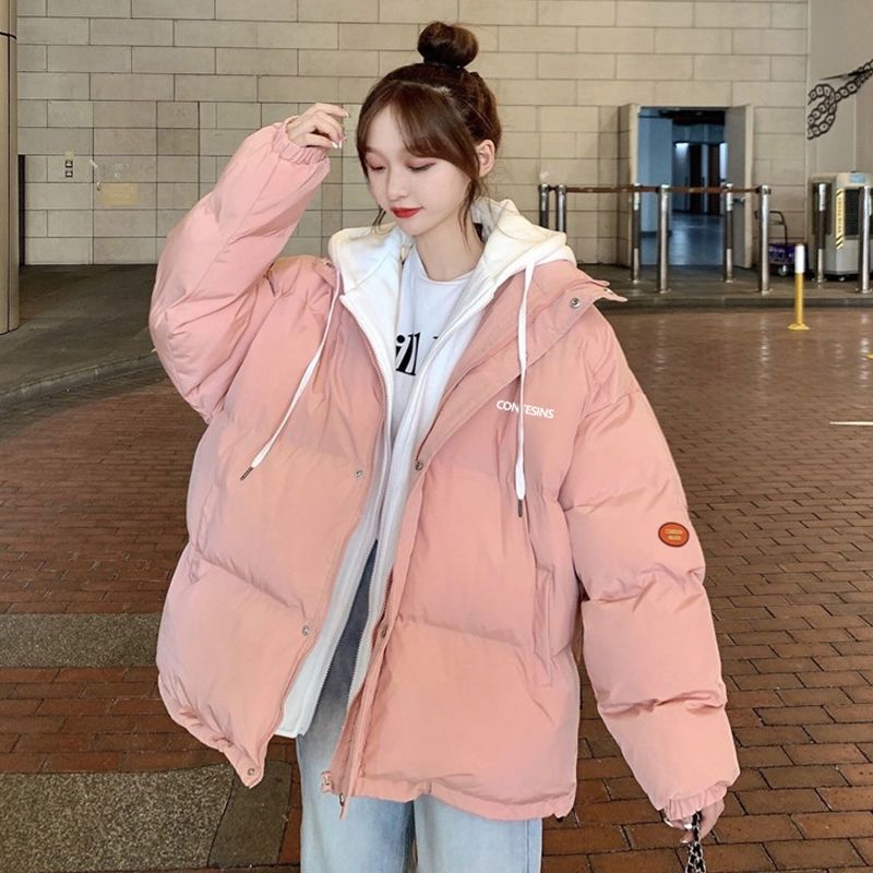 CxcvcK爆款羽绒服少女冬装2023年新款初中高中学生棉袄短款假两件