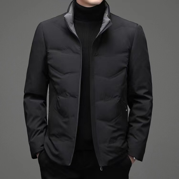 波司登2023冬季新款羽绒服男士休闲纯色立领白鸭绒保暖羽绒中年保