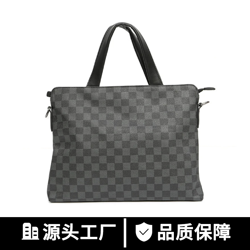 公文包手提包斜挎包潮包格子时尚潮流百搭休闲韩版单肩肩包通用