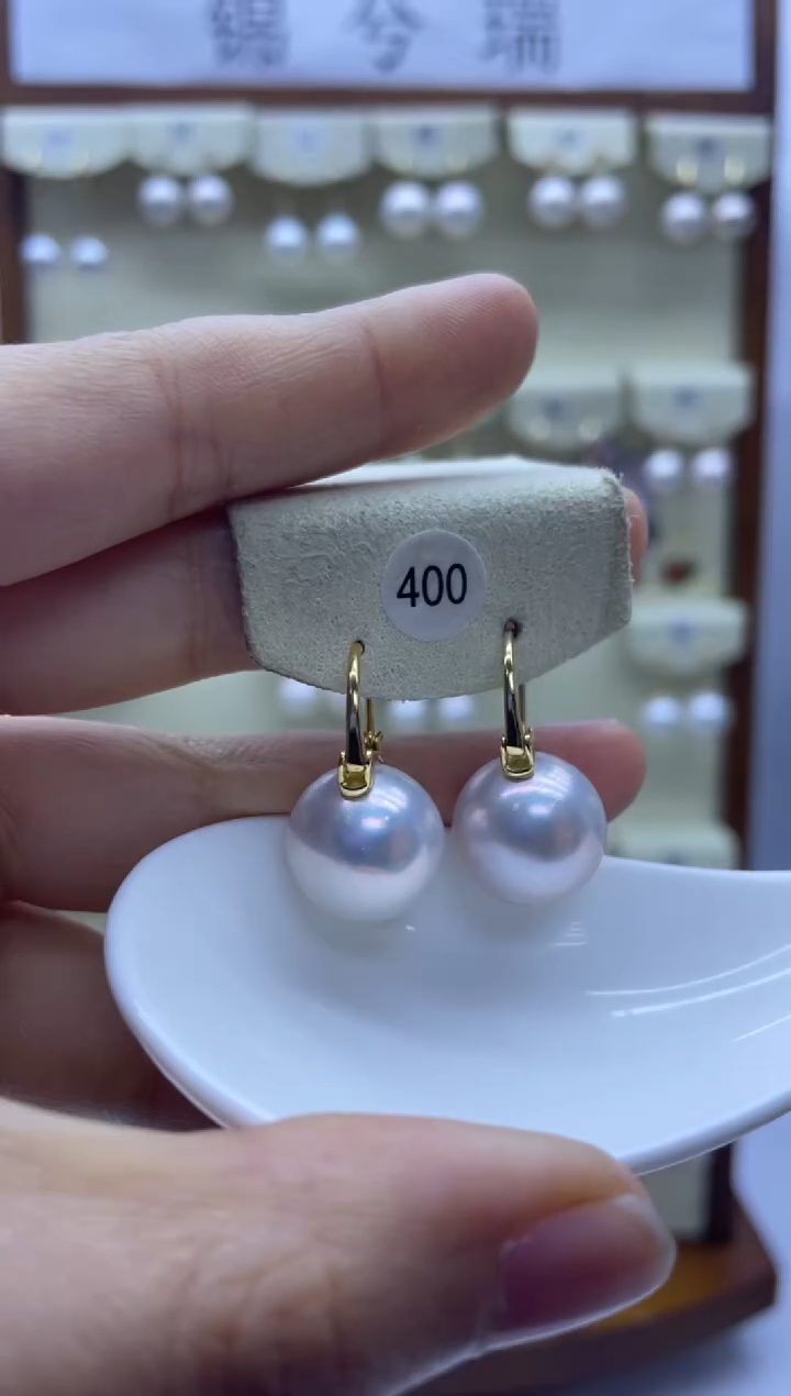 【闪购商品】淡水珍珠耳饰18K金镶嵌400
