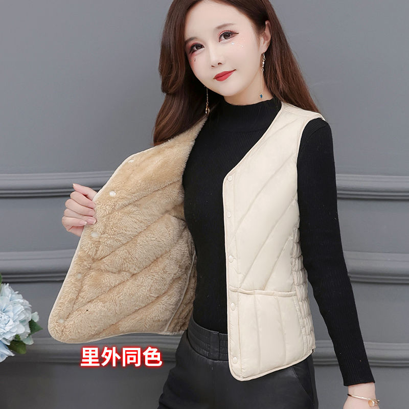 秋冬羽绒服马甲女加绒加厚大码内胆2023新款轻薄修身短款保暖