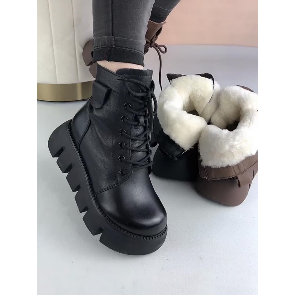 真皮软底雪地靴女2023时尚冬季新款时尚棉鞋保暖皮毛一体厚底棉靴