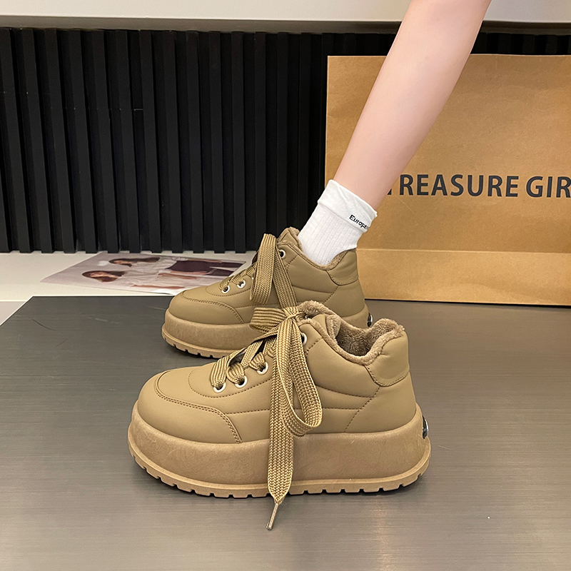 网红老爹鞋女超火厚底2023流行新款女鞋冬季加绒小个子面包运动鞋