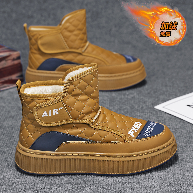 回力瑞东北雪地靴男鞋冬季加绒加厚一脚蹬户外防水防寒保暖大棉鞋