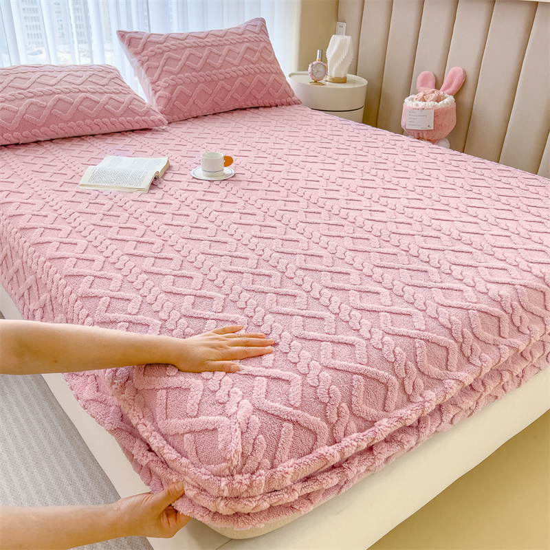 冬季加厚塔芙绒床笠单件加绒牛奶绒床罩席梦思保护套罩防滑床单