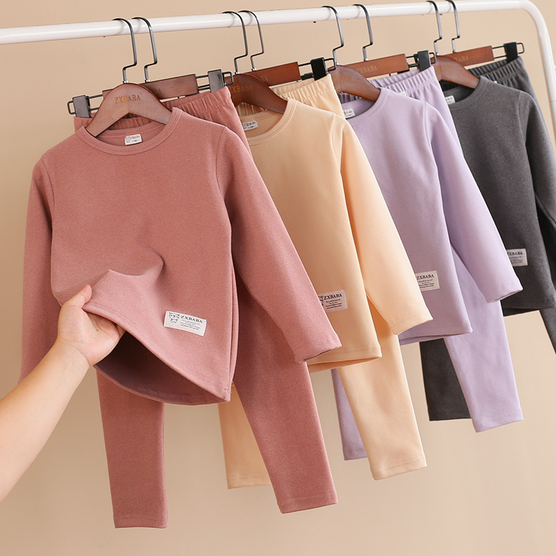 巴拉巴拉恩儿童磨毛发热德绒秋衣裤套服冬新款男女童保暖加厚内衣