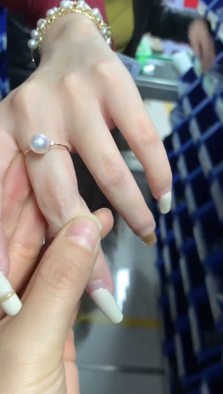 【闪购商品】海水珍珠戒指18K金镶嵌海水AKOYA珍珠戒指 7-8mm