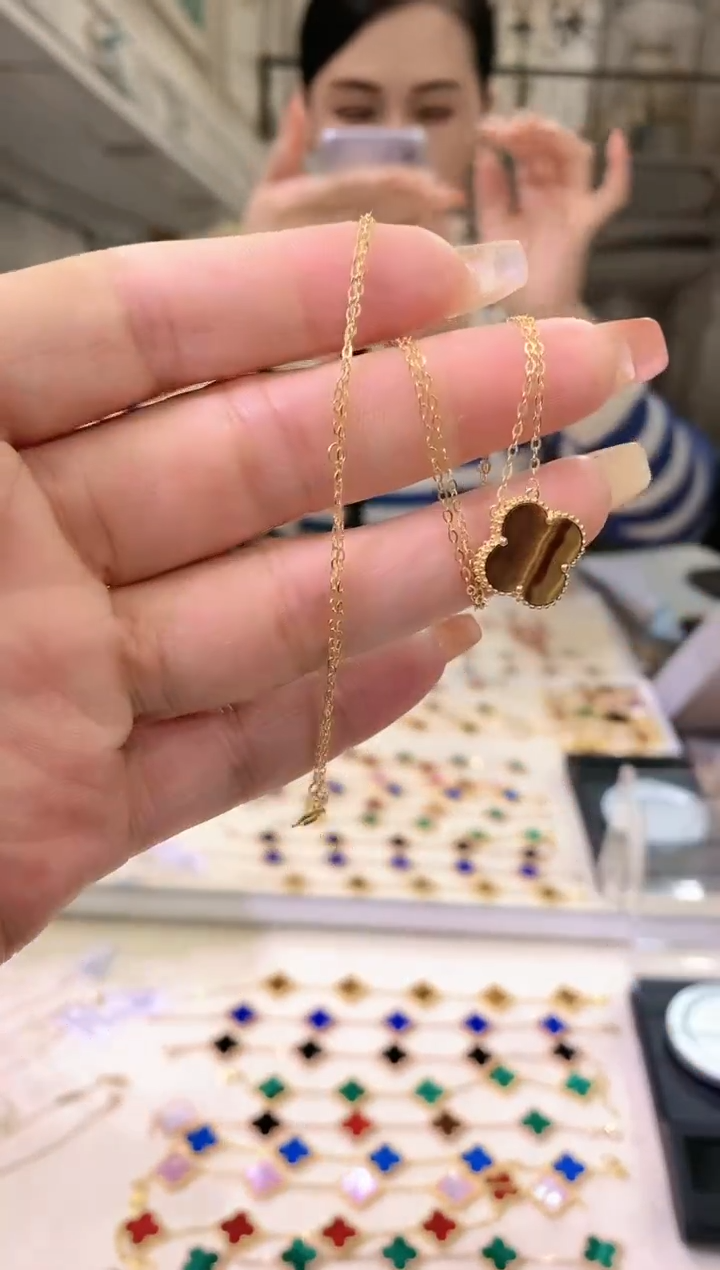 【闪购商品】木变石（虎睛石）项链18K金镶嵌虎眼石K黄