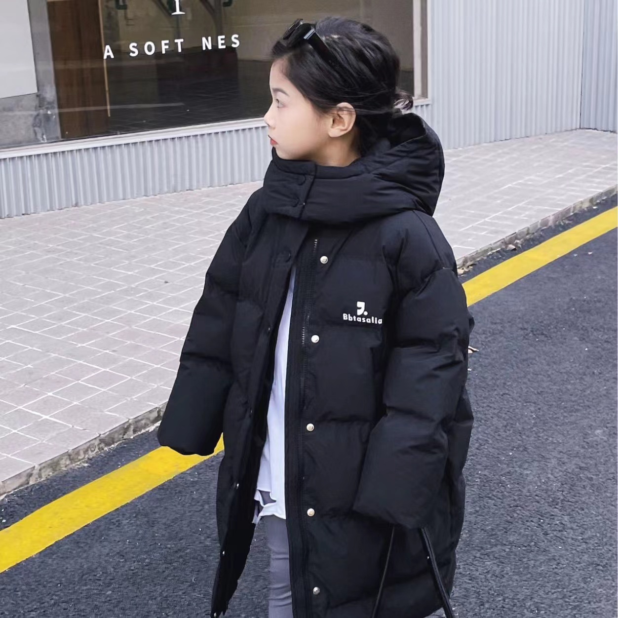 《柳柳定制》 2023冬季新款儿童韩版时尚洋气中长款羽绒服  2300171