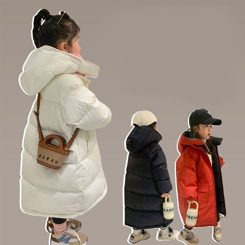 女童双面穿棉衣冬装2023新款韩版洋气女孩冬季加厚棉服长款过膝潮