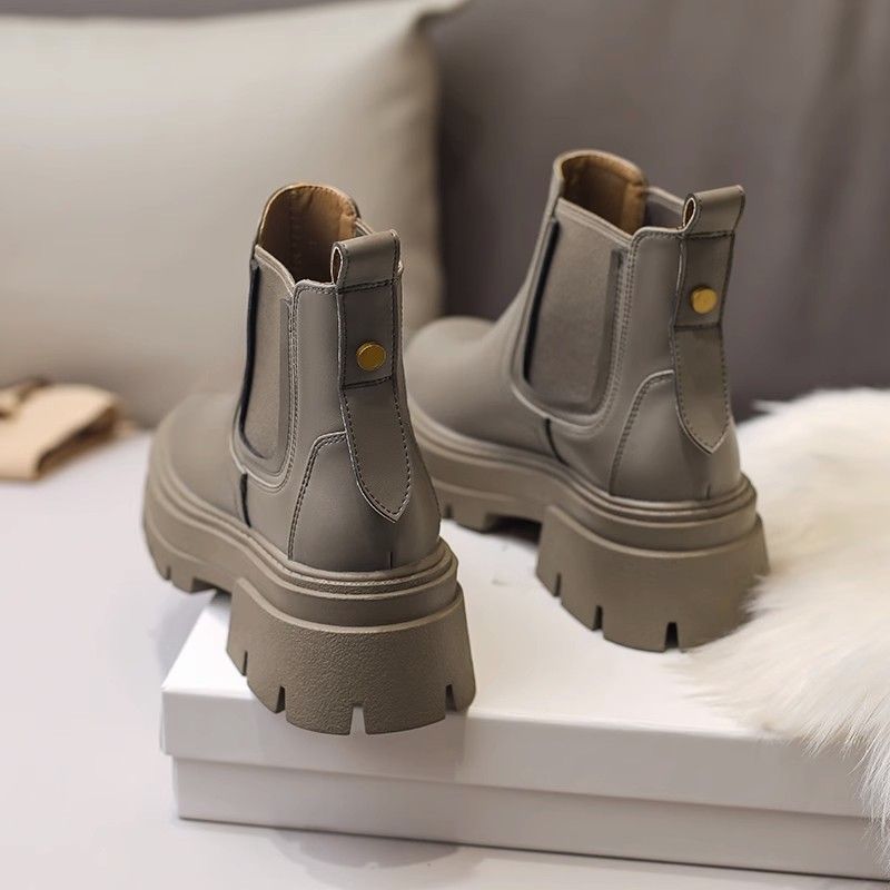 巨舒服短筒厚底烟筒靴切尔西女年新款增高显瘦马丁短2023爆款百搭