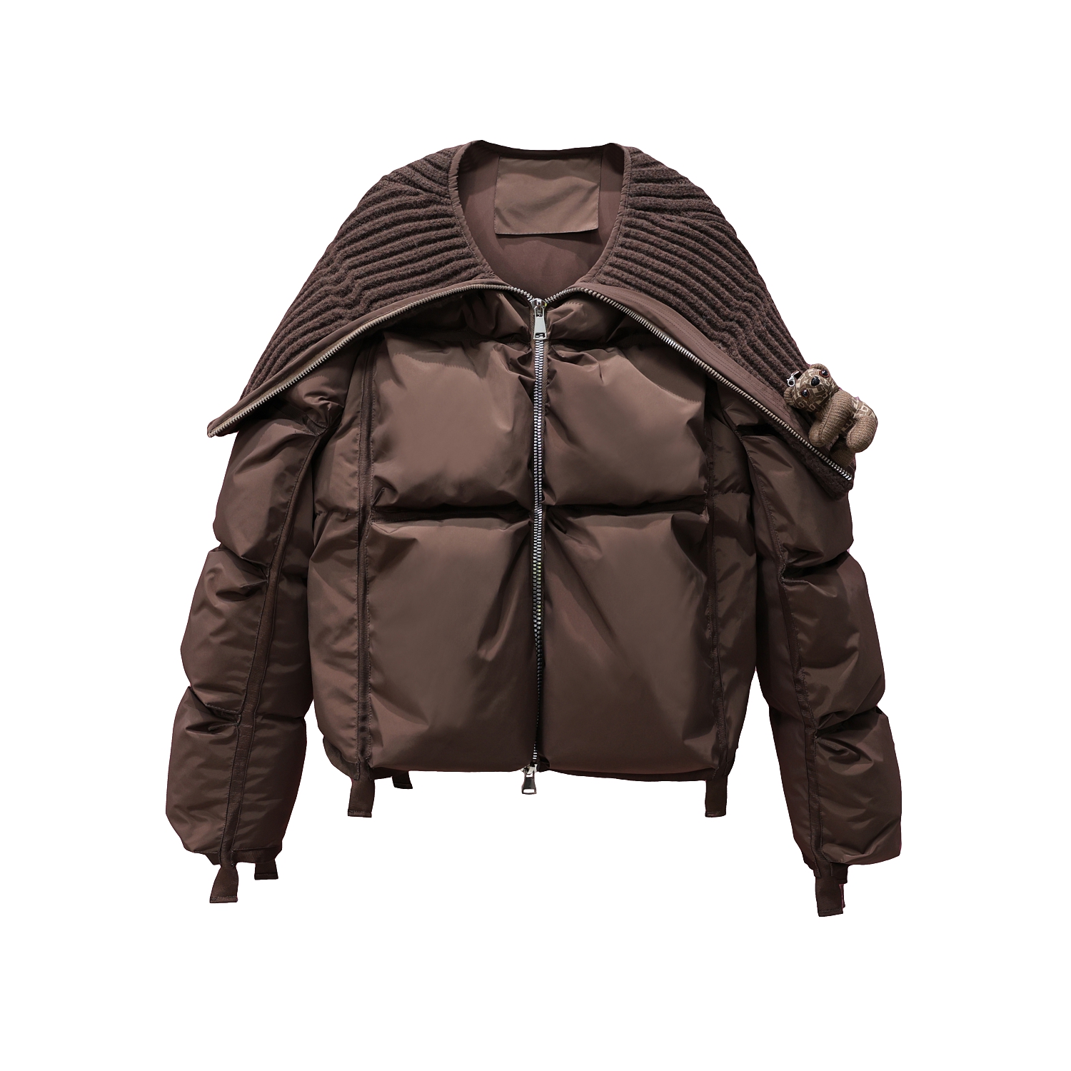 【LING哥定制】冬季潮流时尚针织拼接轻薄保暖海军领阔版羽绒服2629