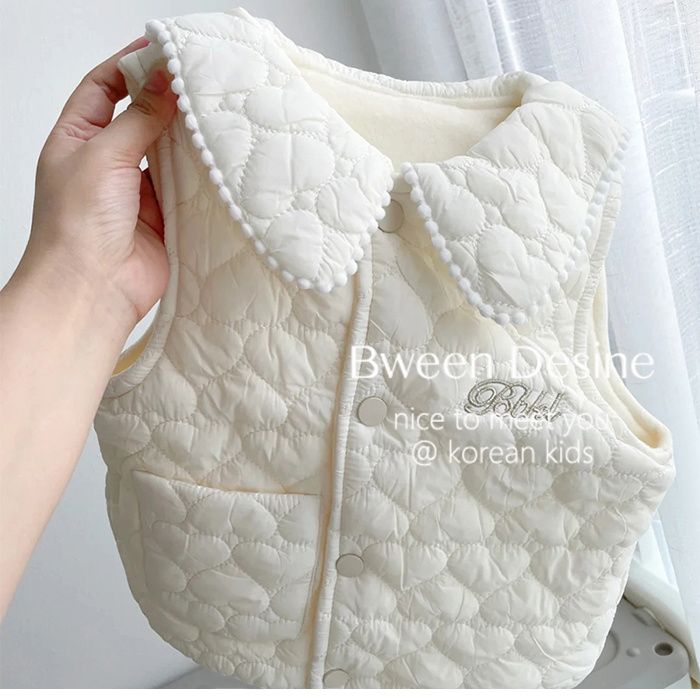 女童马甲秋冬2023新款韩版童装洋气儿童女宝宝娃娃领夹棉背心上衣
