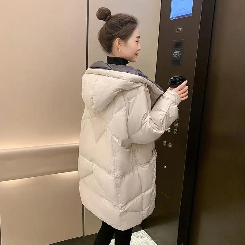 精品羽绒服女新款冬季韩版时尚中长款90白绒小个子加厚外套款款