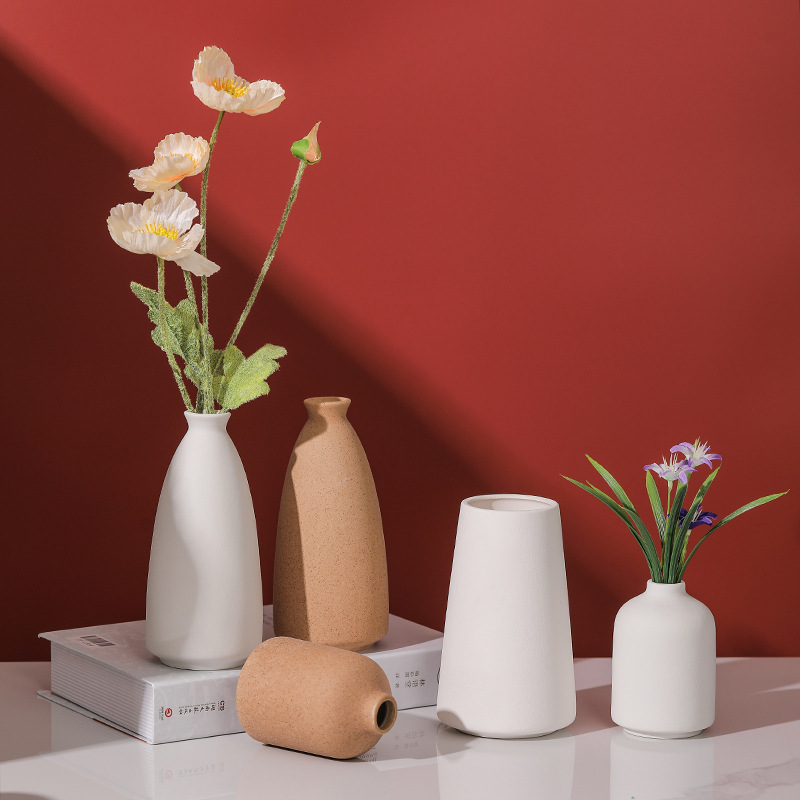ins北欧陶瓷磨砂花瓶 现代简约客厅家居装饰花插干花工艺摆件A24