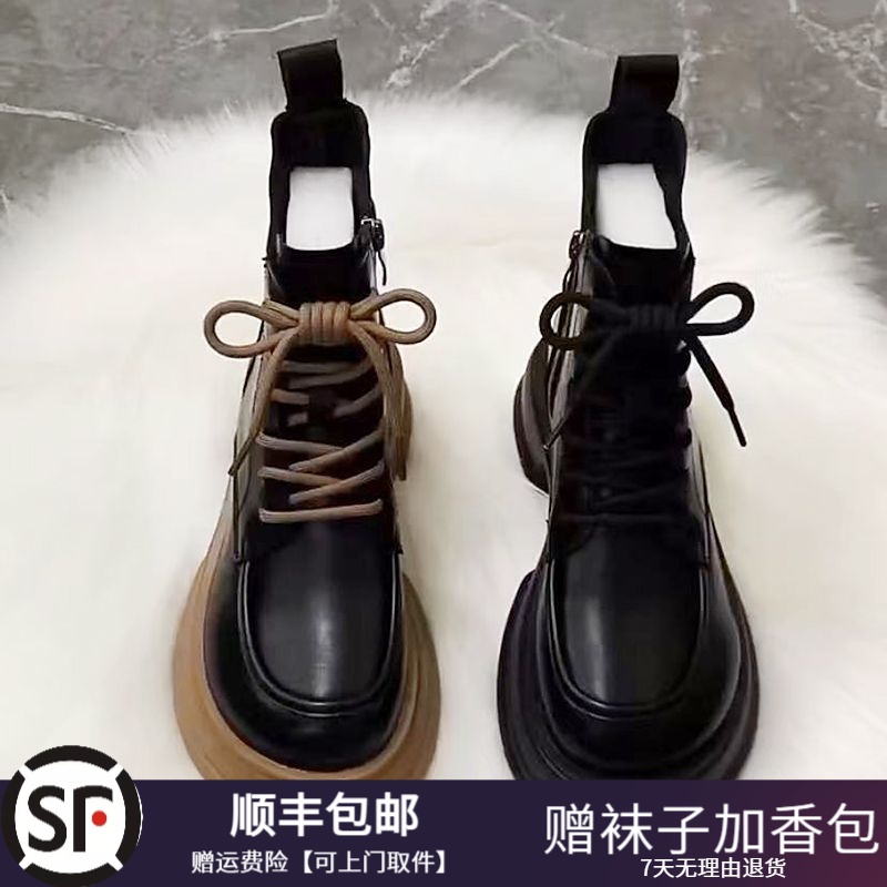 大东瑟爆款马丁靴秋冬2023年新款英伦风小个子单靴厚底短靴瘦瘦靴