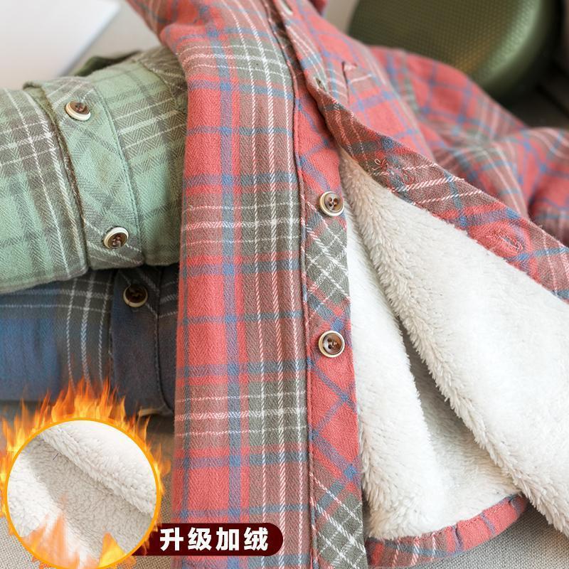 【小扬哥推荐】男童加绒打底衫秋冬款儿童洋气格子衬衫男宝宝保暖