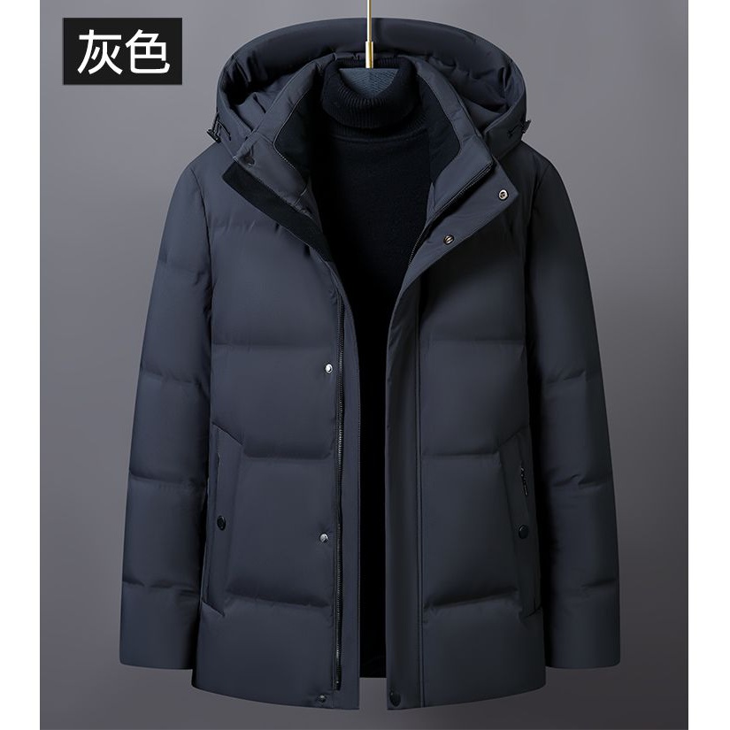 波司澄潮流百搭加厚白鸭绒中老年羽绒服男短款商务休闲爸爸装大码