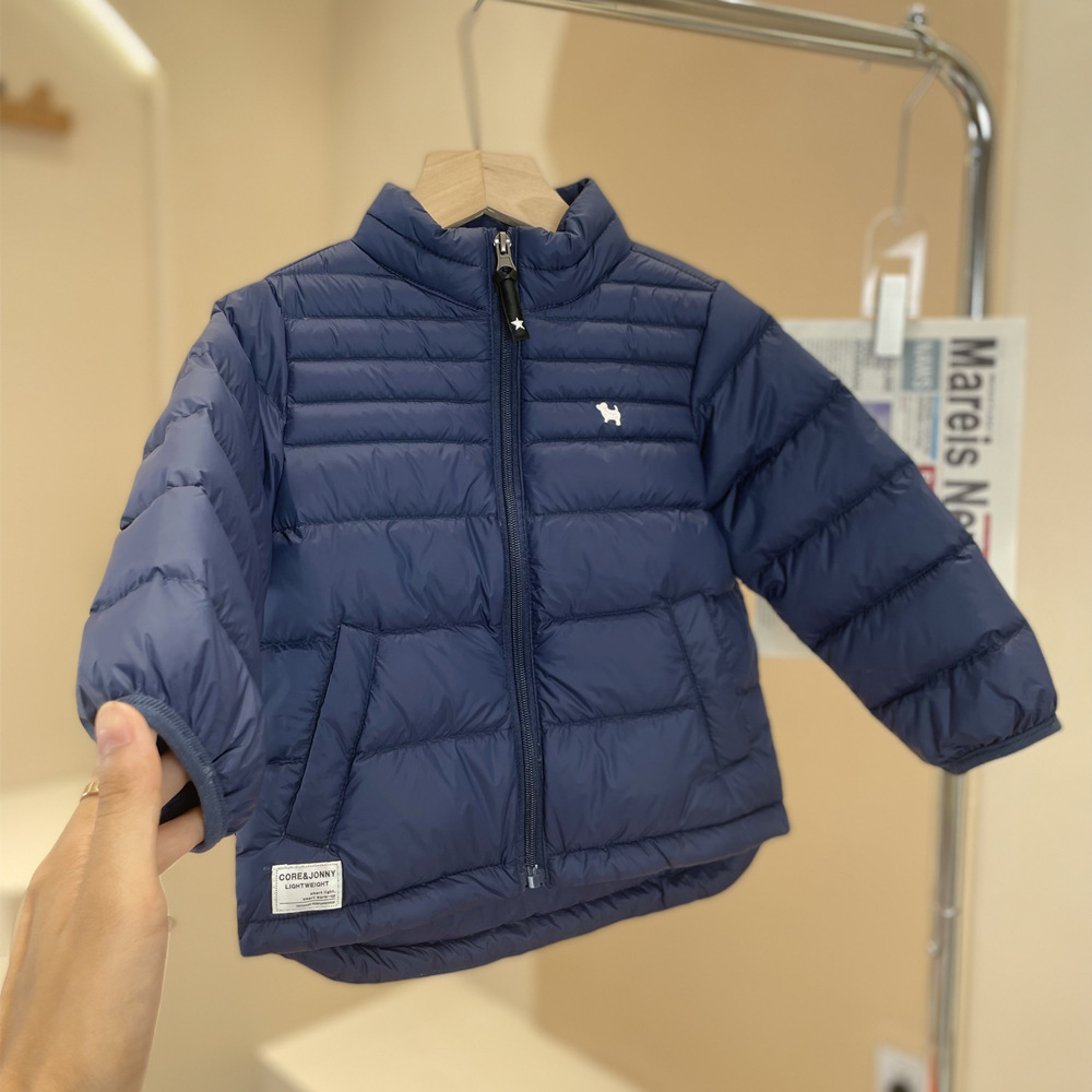 儿童羽绒服2022秋冬新款立领男童女童轻薄款宝宝童装中大童白鸭绒