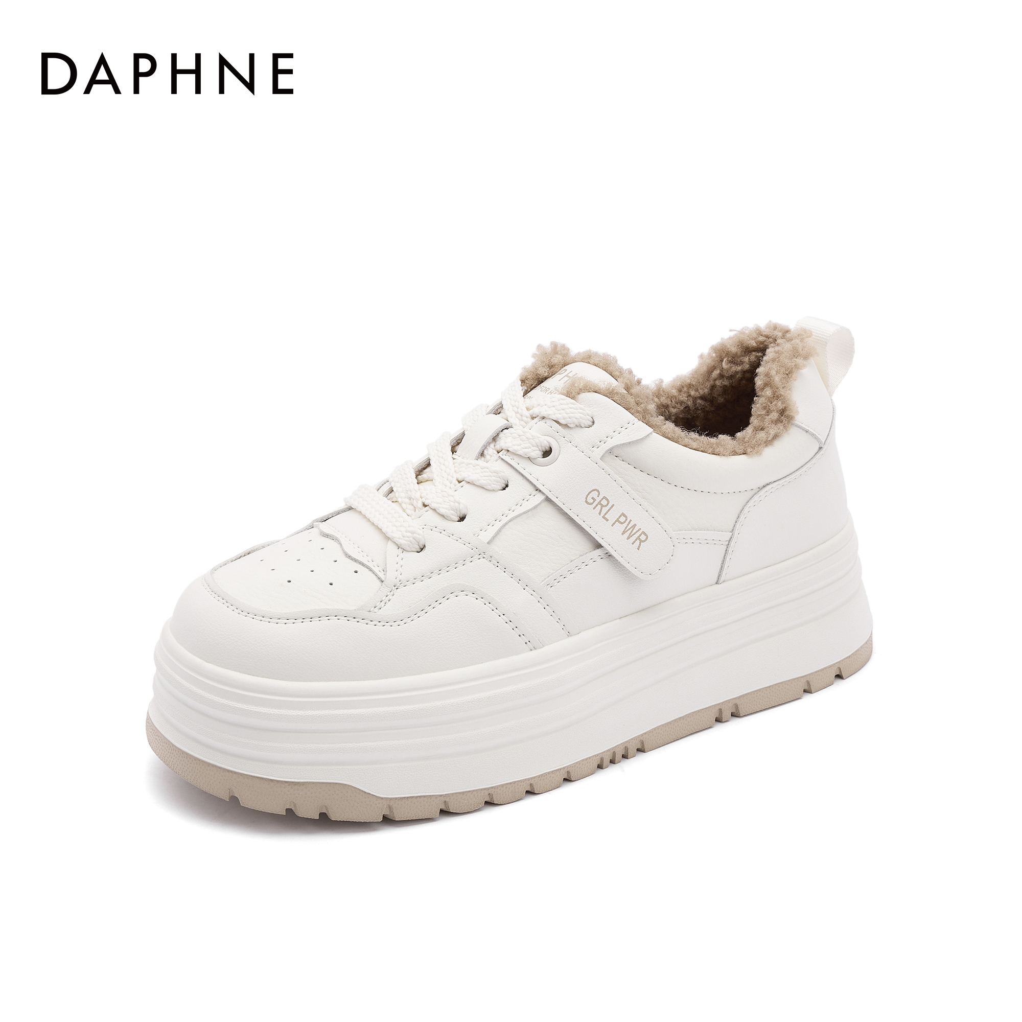 Daphne/达芙妮2023冬季新款时尚百搭秋冬加绒厚底女士休闲潮鞋女