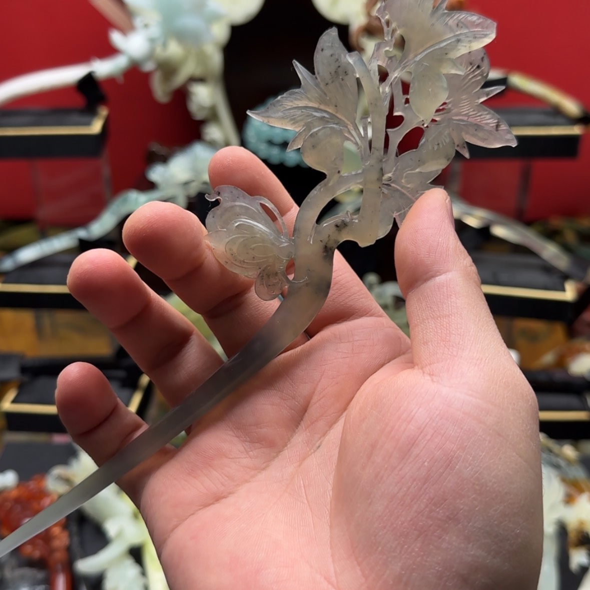 【闪购商品】岫玉发饰未镶嵌