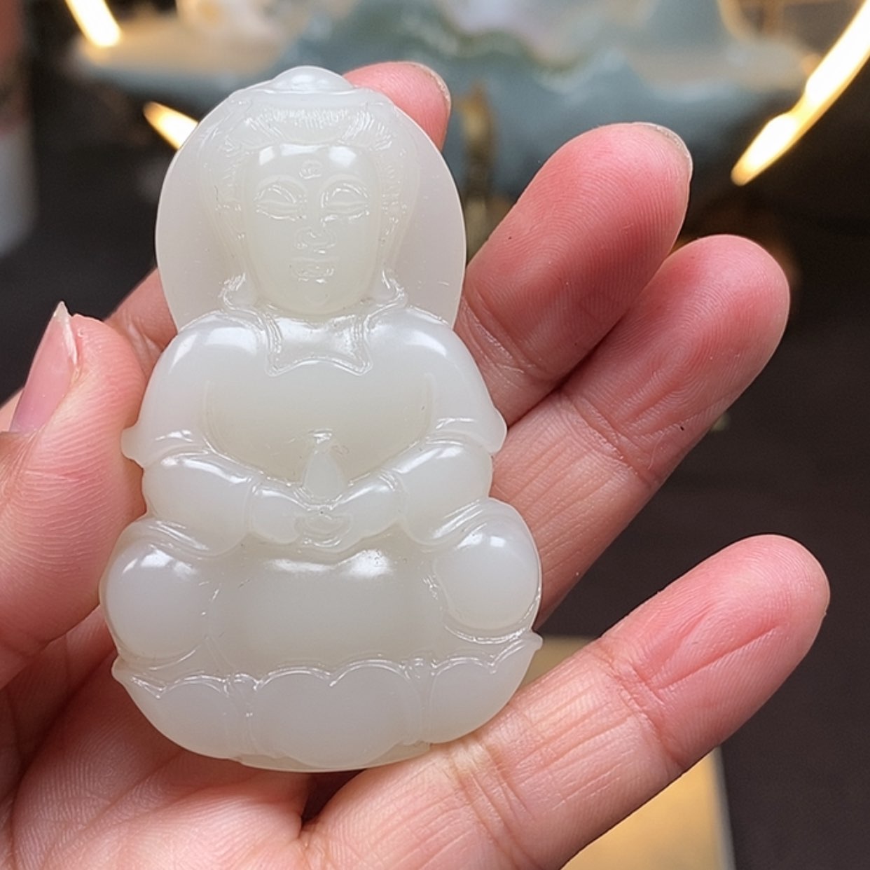 【闪购商品】和田玉（糖玉）颈饰9K金镶嵌