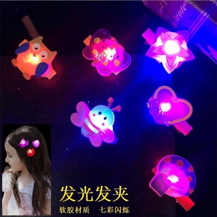 c量大可批夜市女孩创意儿童发光小玩具发夹闪灯夜市地摊发光头饰