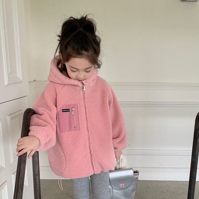 【小扬哥推荐】2023女童毛绒连帽外套韩版秋冬季中大儿童加厚毛毛