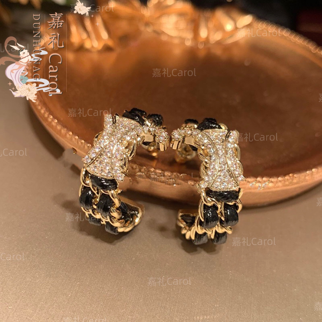 合金耳饰 JIALI(凯旋门黑皮革耳环)欧美凯旋门黑皮革耳环