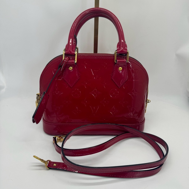 95新 LouisVuitton/路易威登 叶奢中古/红色漆皮贝壳bb