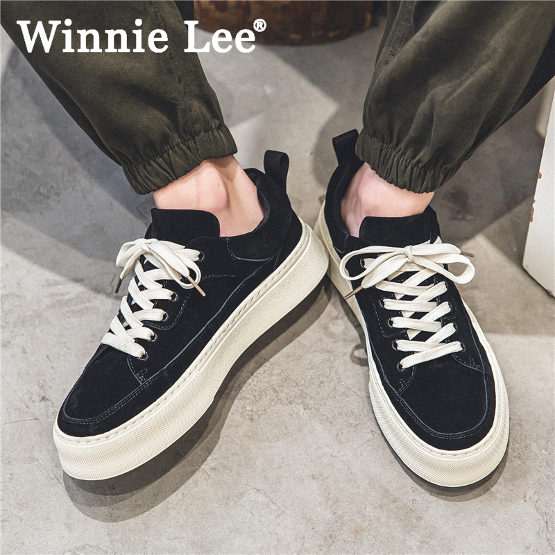 Winnie Lee男鞋冬季潮流百搭青少年休闲低帮滑板鞋时尚小众潮鞋男