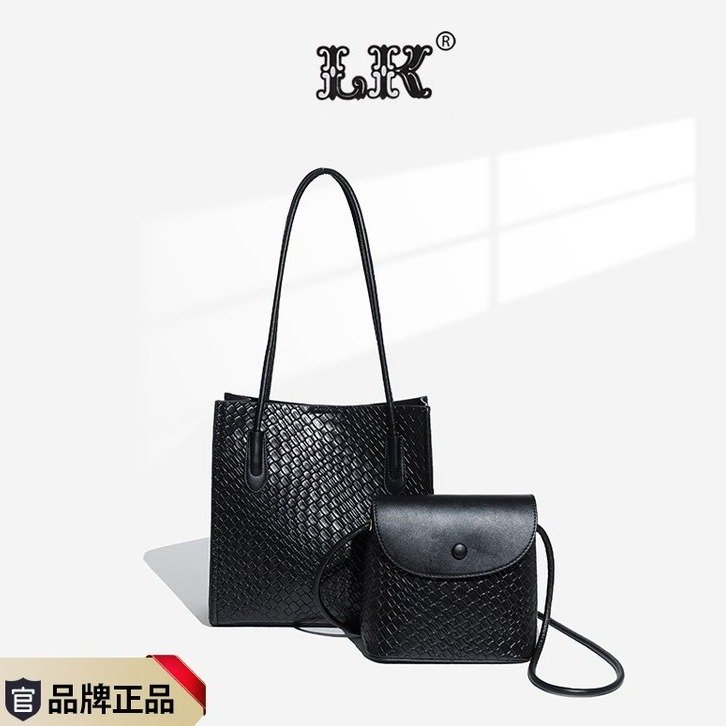 小众托特包时尚女士黑色包包水桶包斜挎包磁扣爆款女包子母包