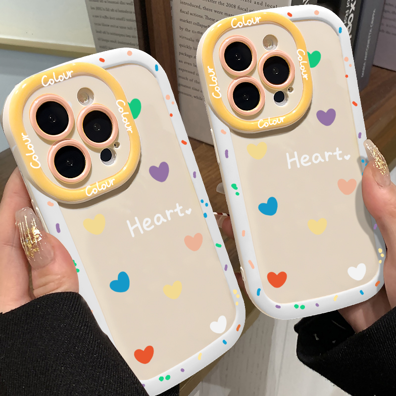 KEBENA彩色爱心泡芙壳苹果13/14/15Promax手机壳iPhone12软11套xs