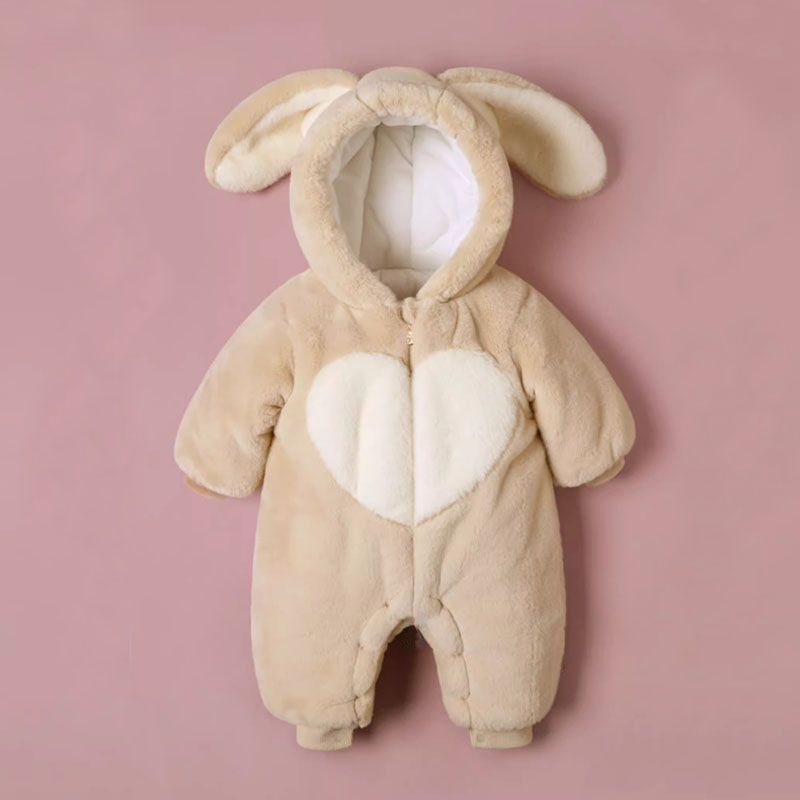 婴儿防寒毛毛连体衣冬装加厚保暖夹棉男女宝宝衣服冬季哈衣爬服