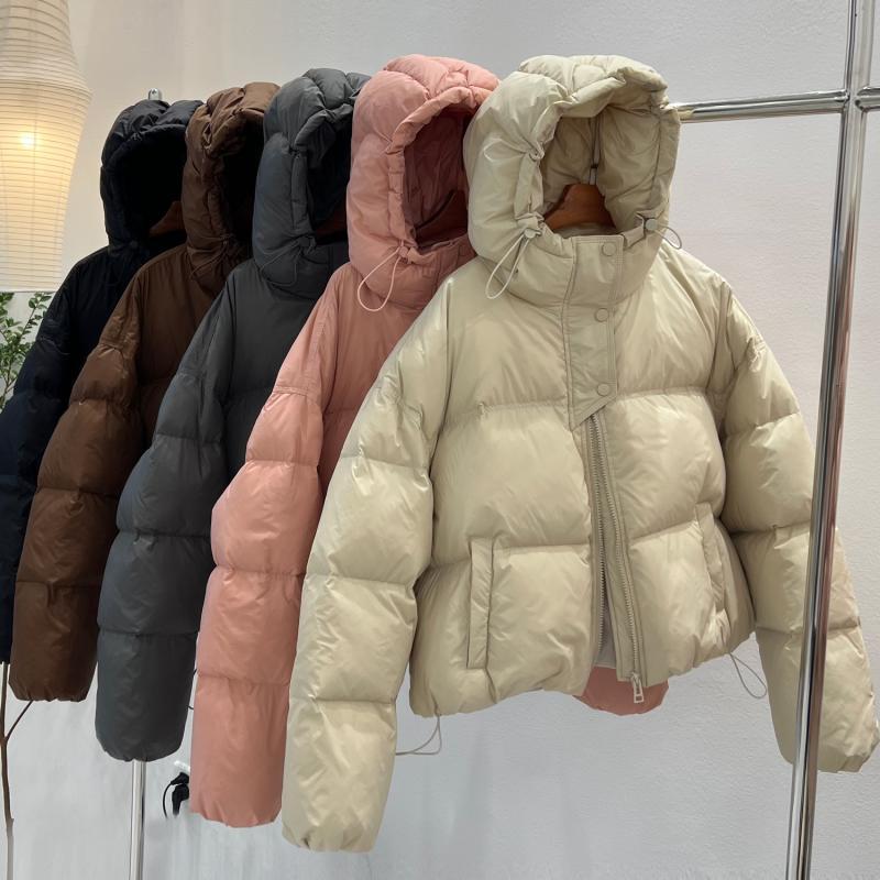 波司登2023冬新款羽绒服女短款连帽花苞泡芙面包服加厚白鸭绒外套
