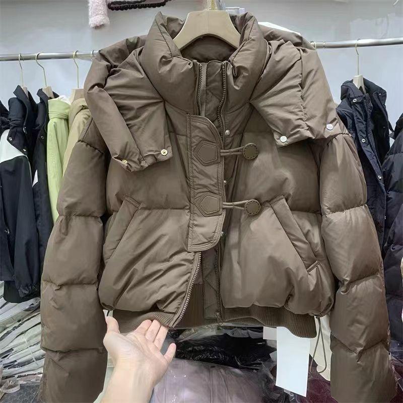 波司登韩版连帽羽绒服女2023冬季新款宽松白鸭绒短款面包服小个子