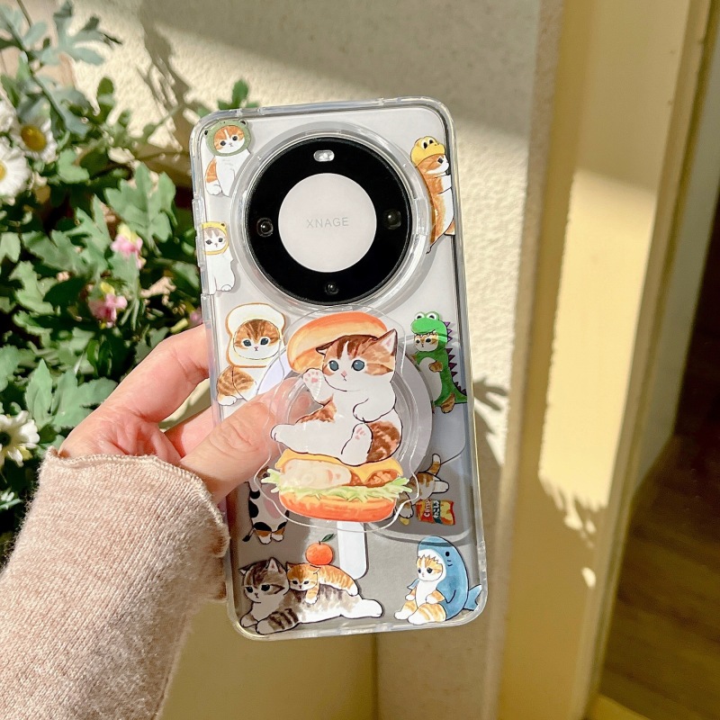 回视华为mate60手机壳mate50pro+全包华为p50pro防摔磁吸壳猫咪潮